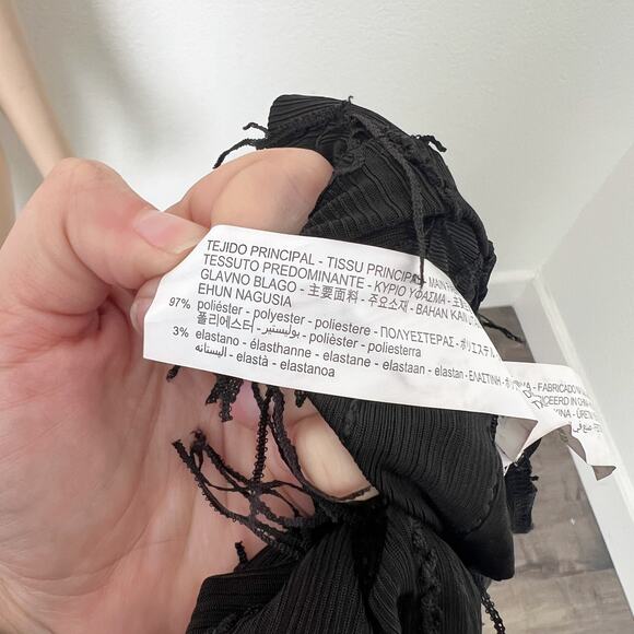 [Zara] Black Tasseled Fringe Long Sleeve Shift Mini Dress NWT Size Large L - Picture 10 of 11